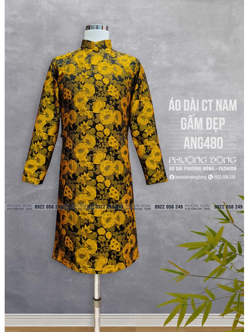 Áo Dài Cách Tân Nam Gấm ANG480